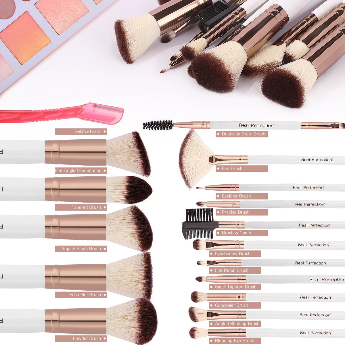 16-Piece Pink Makeup Brush Set