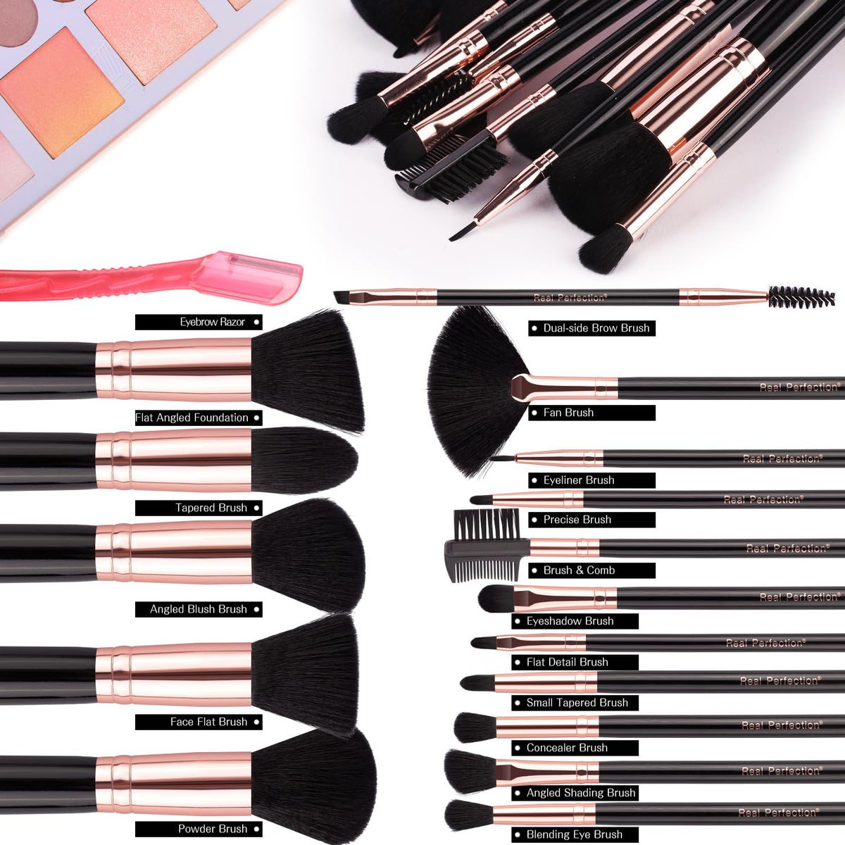 16-Piece Pink Makeup Brush Set