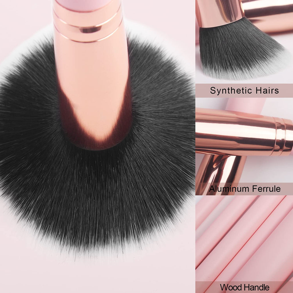 16-Piece Pink Makeup Brush Set