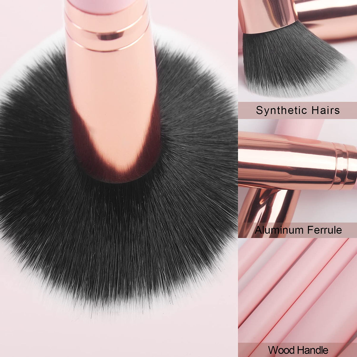 16-Piece Pink Makeup Brush Set